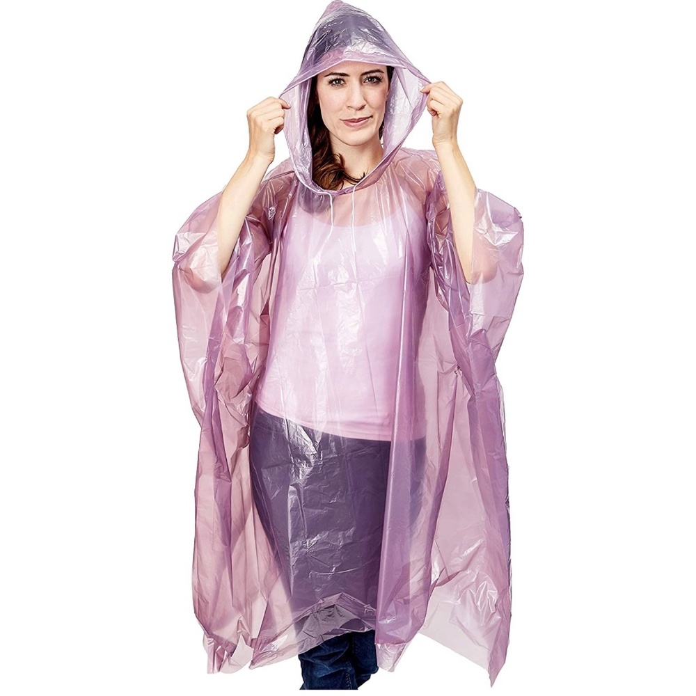 *SOLD* Adult rain poncho with drawstrings - purple